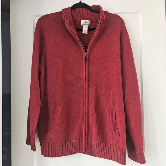 L.L. Bean Red Zip Up Sweater - Picture 1 of 4